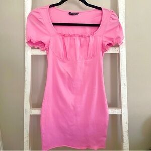 pink mini dress with ruched top​​​​
